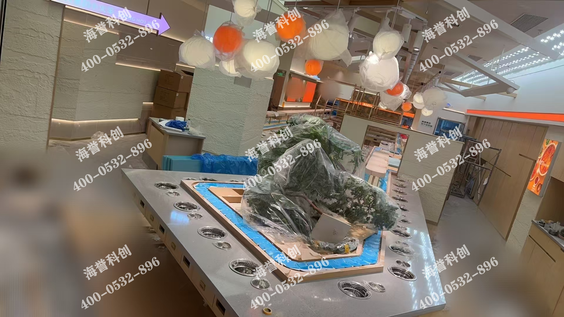 海譽(yù)科創(chuàng)合作伙伴單涮無煙小火鍋設(shè)備安裝完成